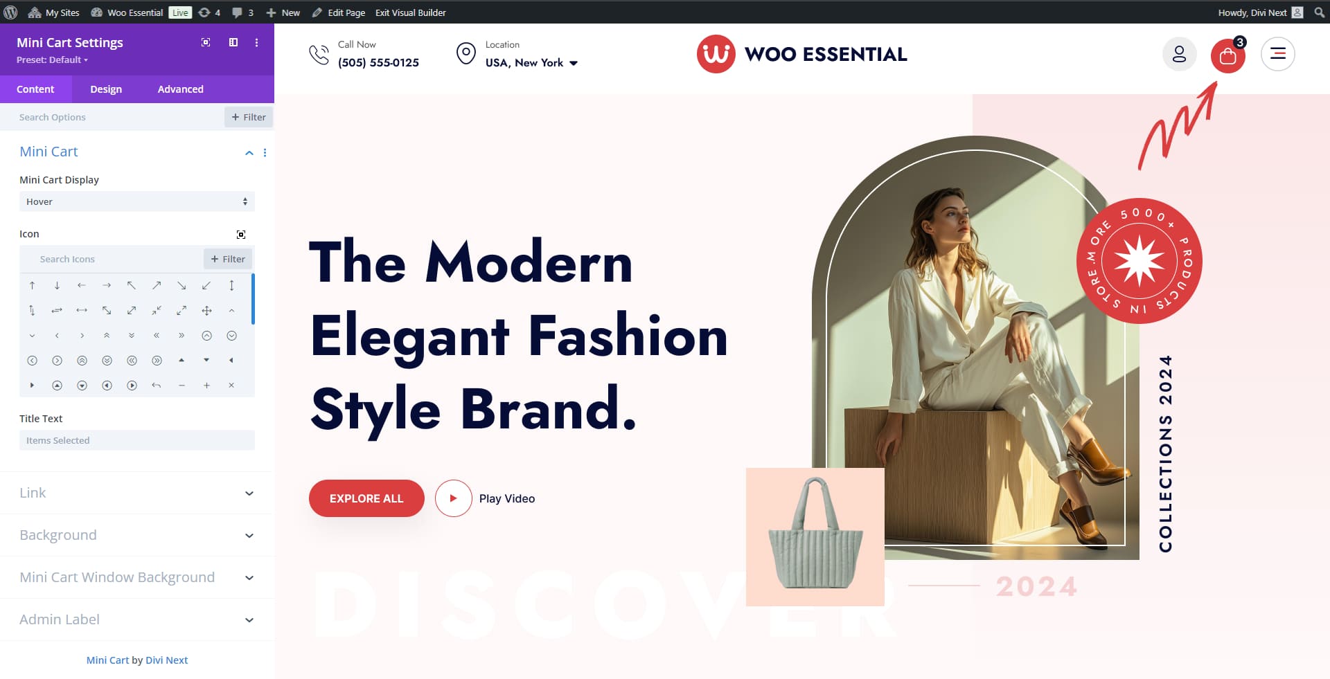 Mini Cart Module Customization from Divi Builder