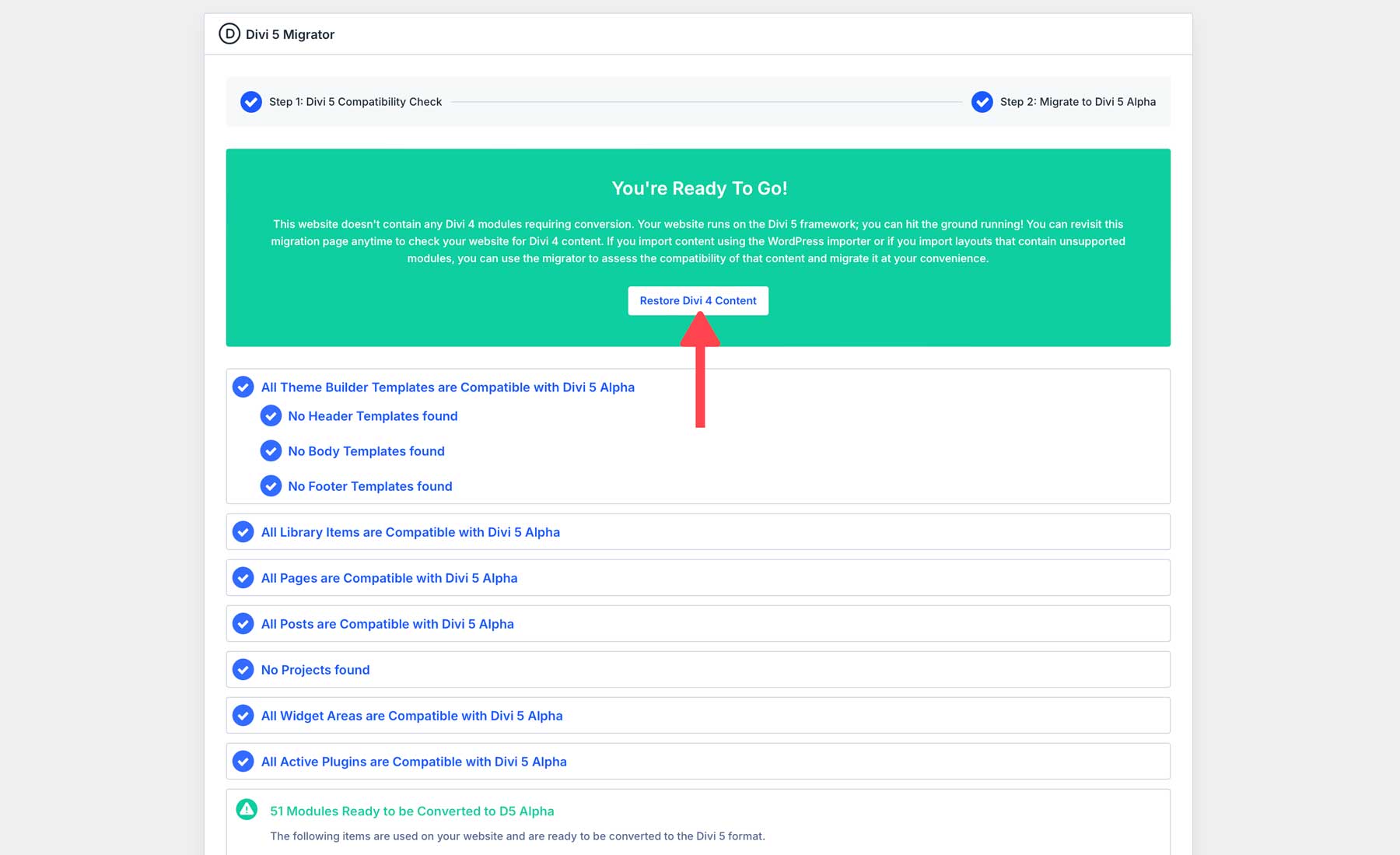 Divi 5 Migration Process