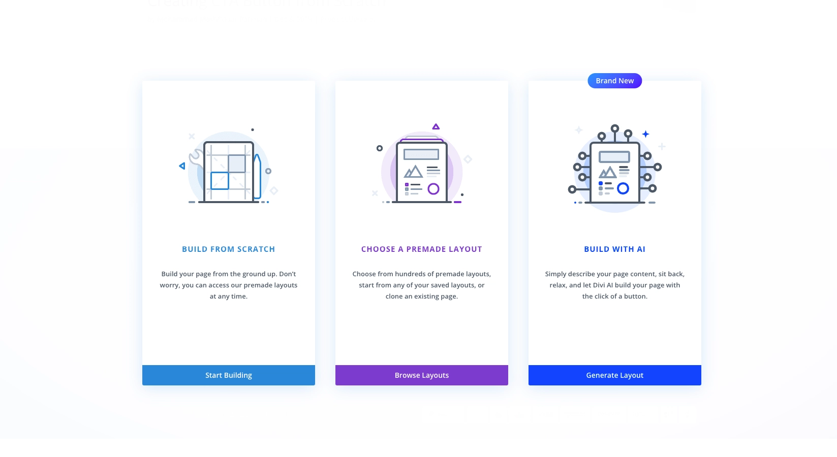 Select Between Build from Scratch Choose a premade layout or build with Divi Ai