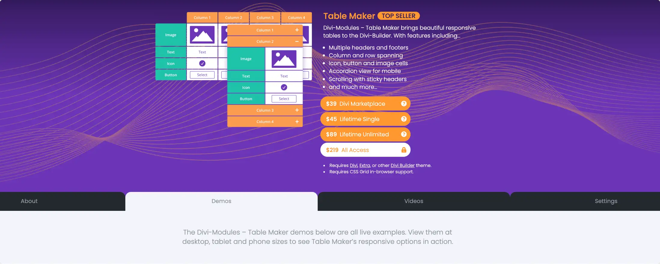 Table Maker - Responsive Divi Table Creator