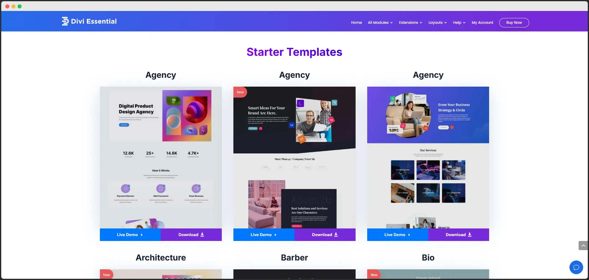 Download the best suited one from the available Divi Starter Templates