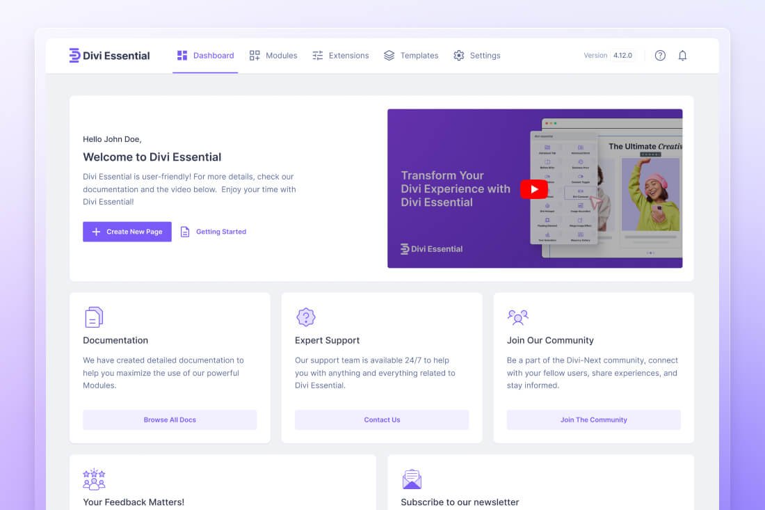 Inside Divi Essential Beta For Divi 5 - Dashboard