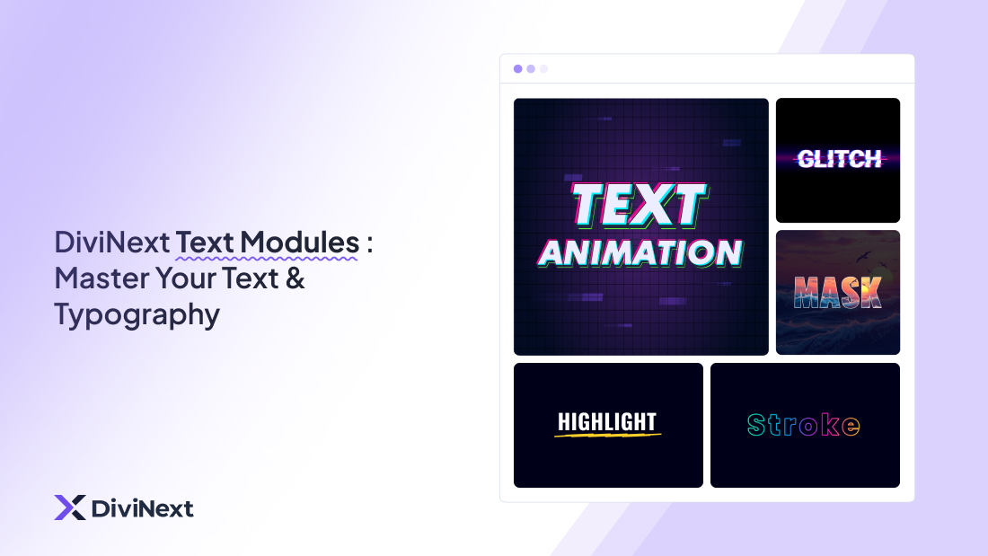 DiviNext text effects showing gradient text and animations