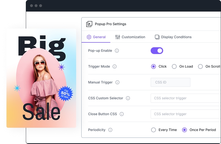Popup Pro Images - General Settings