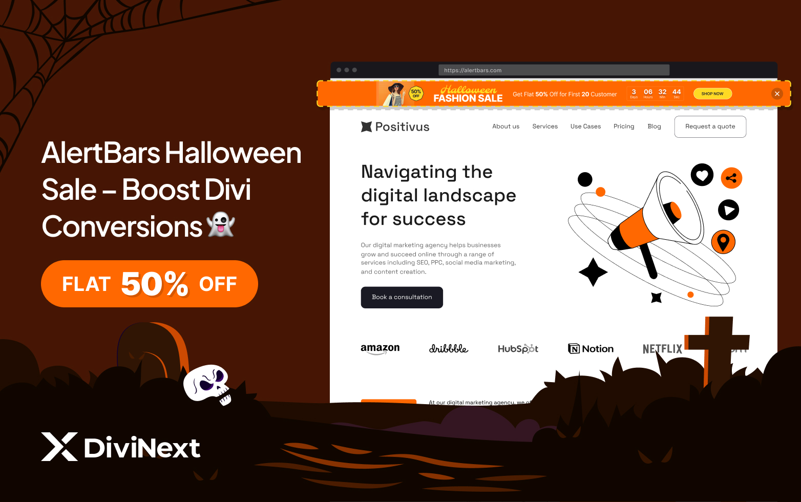 AlertBars Halloween Sale – Flat 50% OFF Boost Divi Conversions