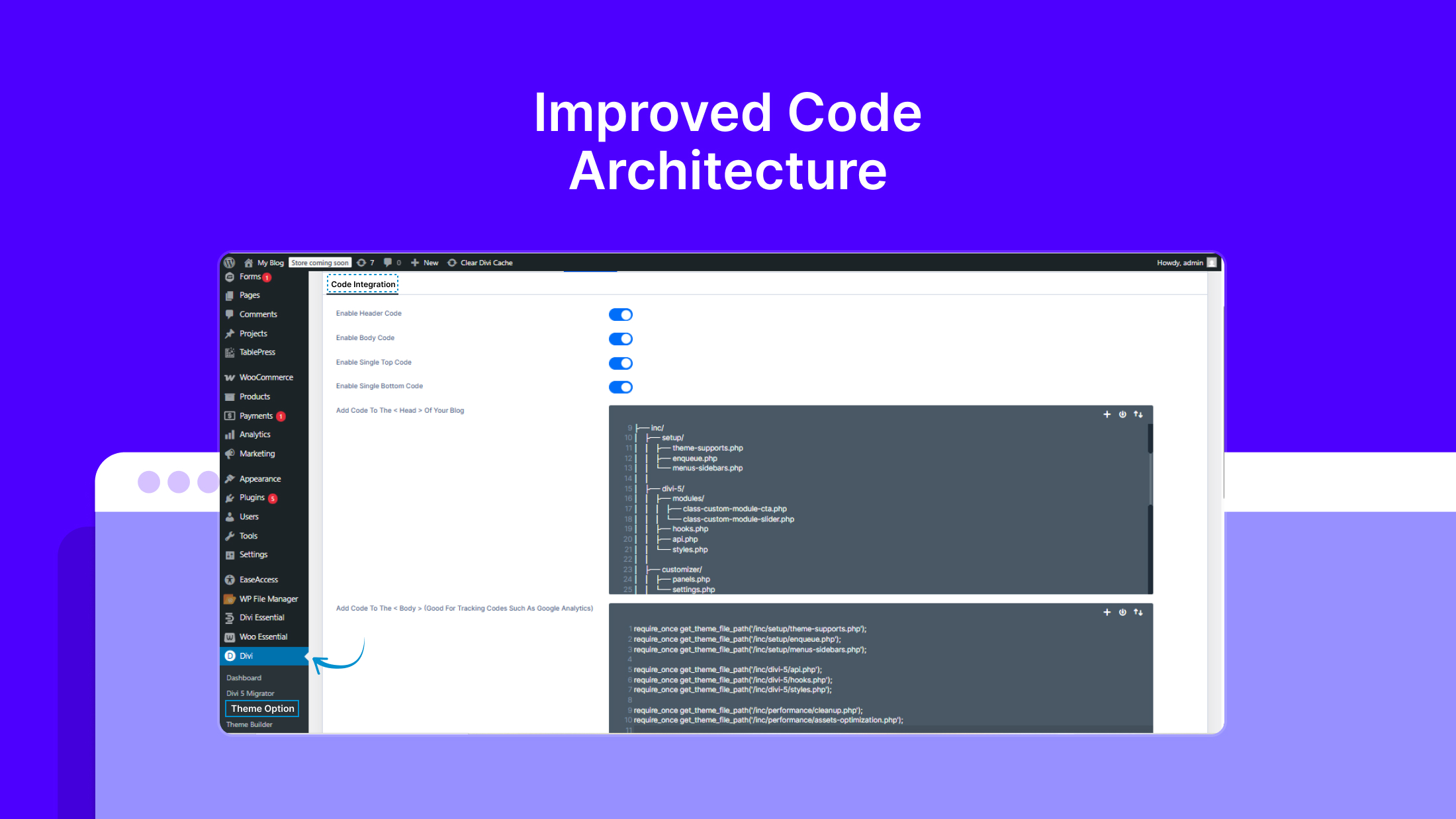 Improved Code Architecture Improved Code Architecture